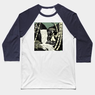 Ukiyo-e Japanese Samurai and Waterfall Baseball T-Shirt